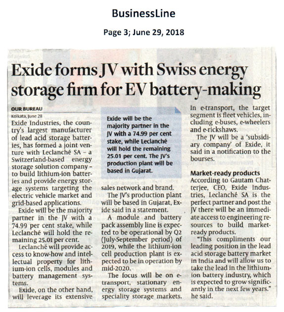 Ahead of rivals in lithium-ion battery business: Exide MD - Express  Mobility News